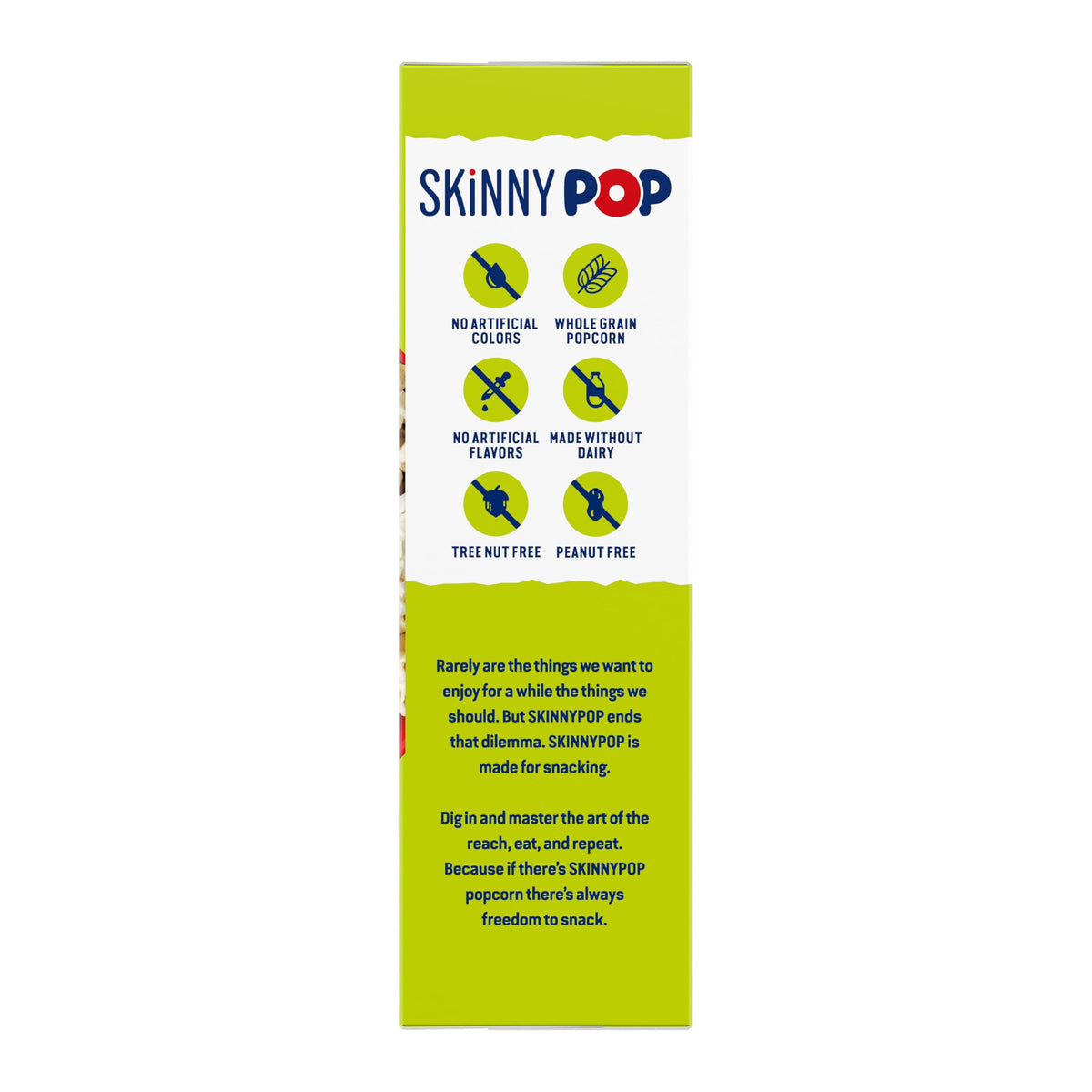 SkinnyPop Sea Salt microwave popcorn box display for easy party snacking.