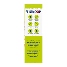 SkinnyPop Sea Salt microwave popcorn box display for easy party snacking.