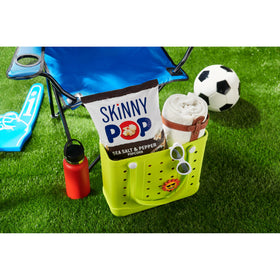 SkinnyPop Sea Salt & Pepper bag nutrition panel; whole grain highlights.