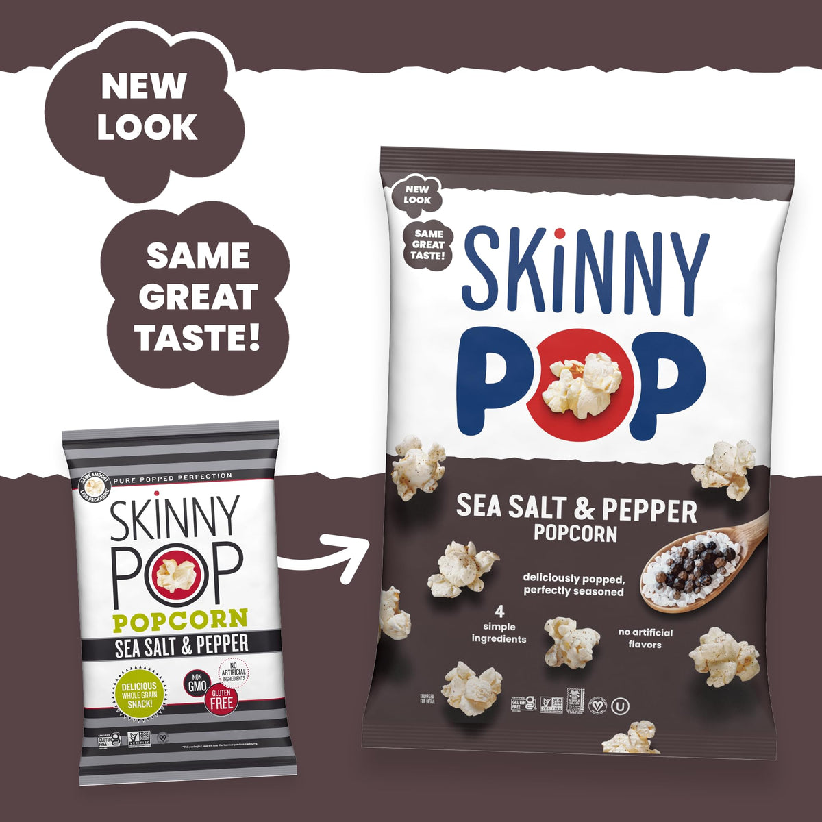 SkinnyPop Sea Salt & Pepper serving bowl; movie night ready.