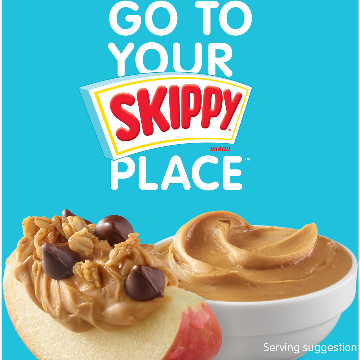 SKIPPY Creamy Peanut Butter Spread jar top with smooth surface for easy spreading.