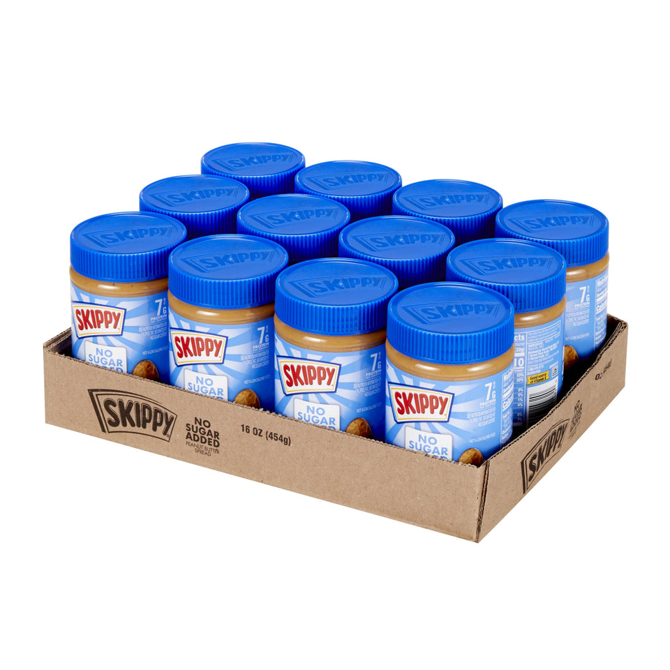 SKIPPY No Sugar Added Chunky Jar with real peanut pieces for hearty snacks