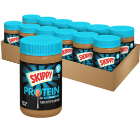 Scoop of SKIPPY plant-protein peanut butter on toast for a quick snack.