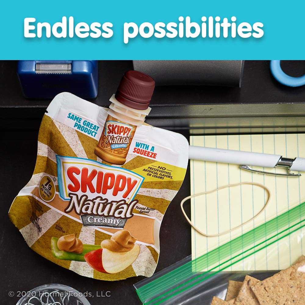 SKIPPY Squeeze in a kid's lunchbox demonstrates mess-free portability.