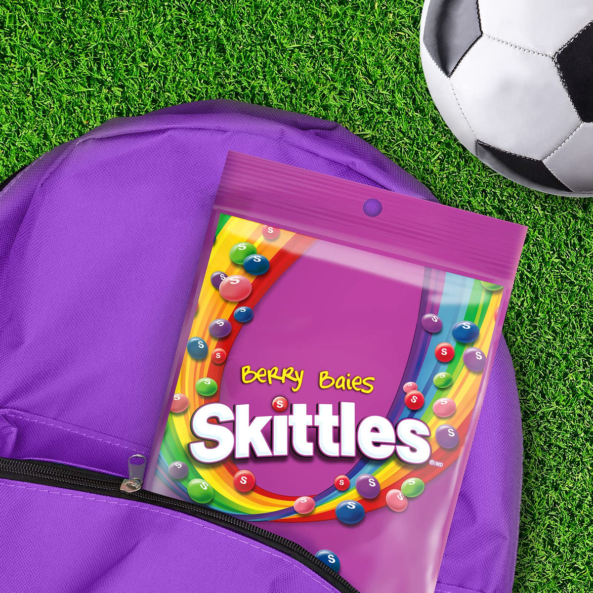 Skittles Berry gluten-free and gelatin-free packaging label.