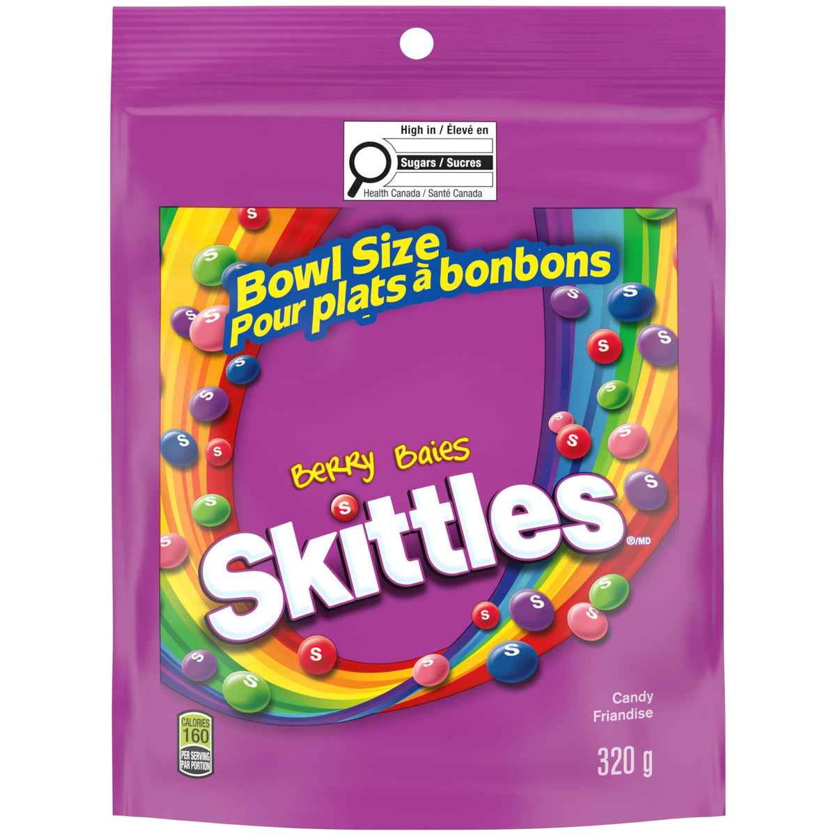 Skittles Berry Mega-Pack 320g in a stand-up pouch with colorful shells.