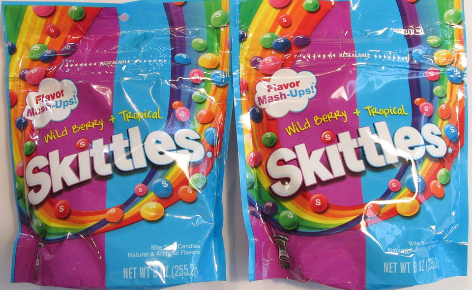 Skittles Flavor Mash-Ups Wild Berry and Tropical pack image, perfect to share at gatherings.