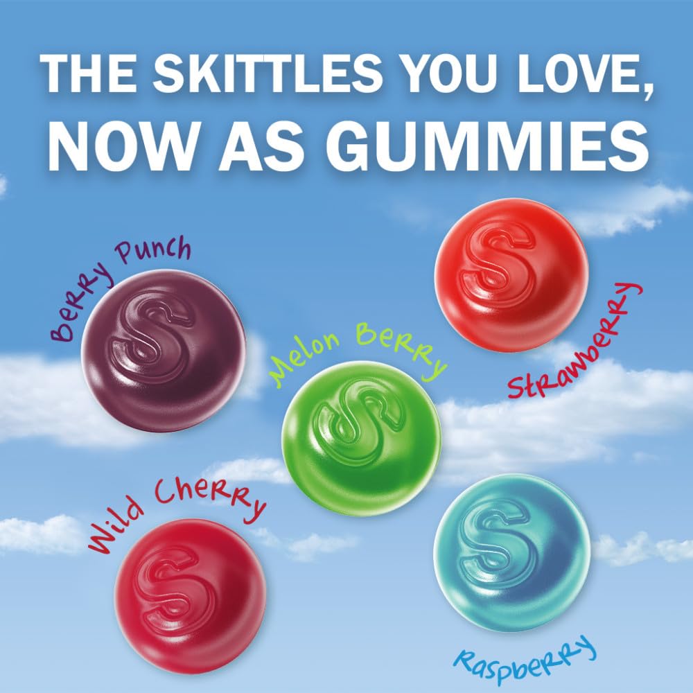 Skittles Gummies Flavors Burst image highlighting a vibrant berry palette for tastier exploration