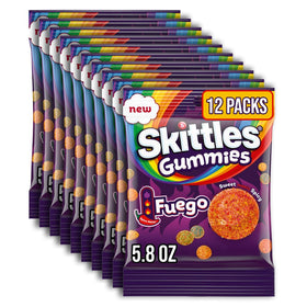 Skittles Gummies Fuego pack front: vibrant, shareable spicy fruity candies for bold snack moments.