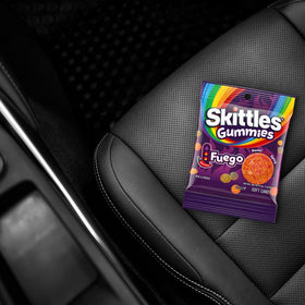 Skittles Gummies Fuego strawberry close-up: bold berry with a zing of chili.