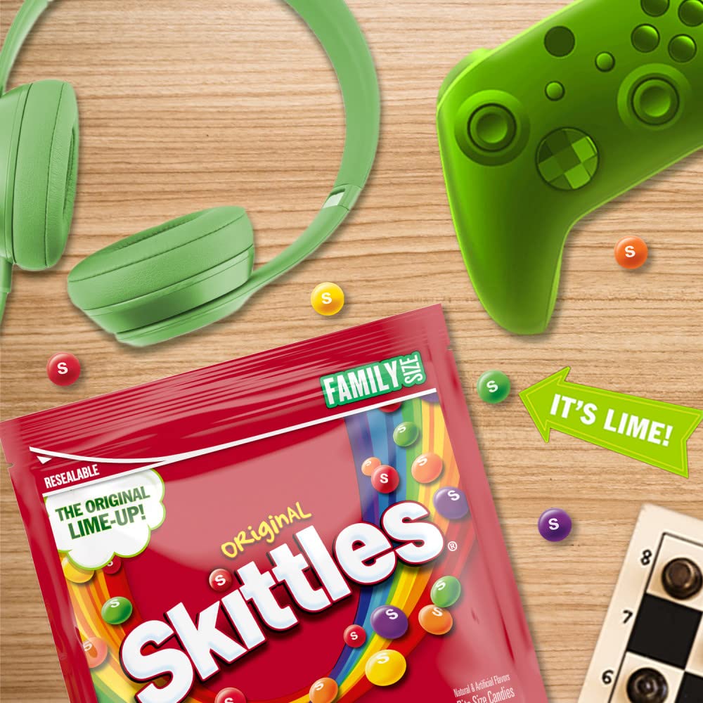 Skittles Original sprinkle into desserts for rainbow toppings