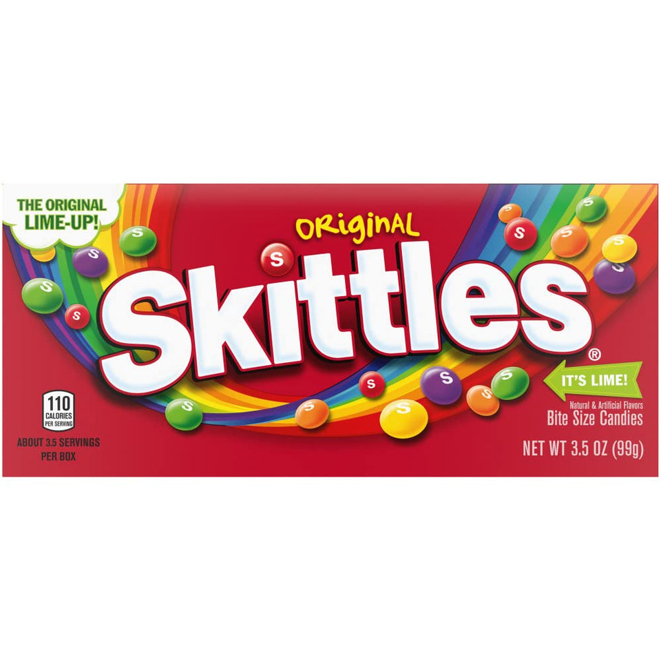 Skittles Original theater box 12-pack for sharing during movie nights.