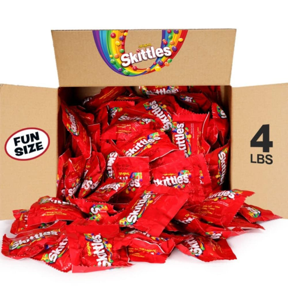 Skittles Original fun-size candy box with mixed flavors, ideal for sharing at events