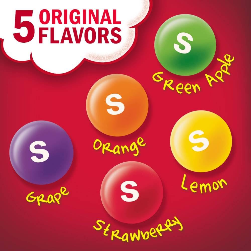 Close-up of the twist-top lid on Skittles Littles tube for easy sharing.