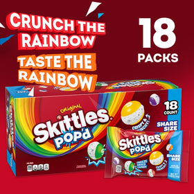 Skittles Pop'd crunchy fruity flavors close-up highlighting the crispy bite