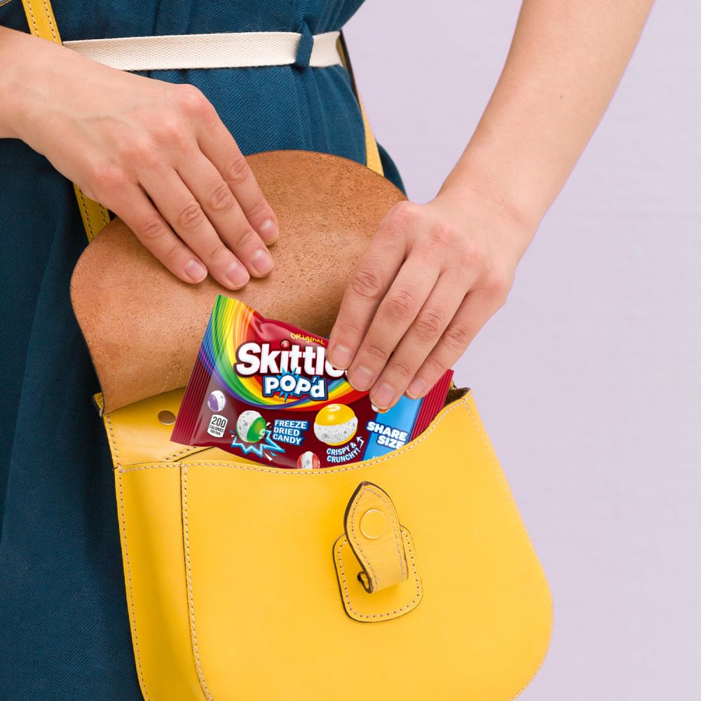 Skittles Pop'd party dish display encourages guests to sample the crunchy candy