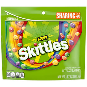 Skittles Sour Chewy Candy bulk six 13.7 oz bags, ideal for sharing at gatherings