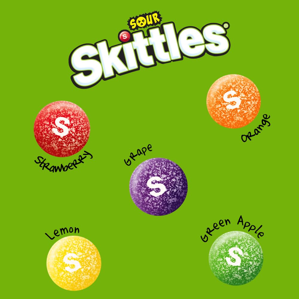 Skittles Sour flavors variety with five fruits for playful snacking