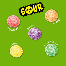 Skittles Sour Gummies flavor mix close-up reveals fruity tang and chew