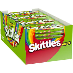 Skittles Sours bulk box with 24 packs, ideal for parties and sharing.