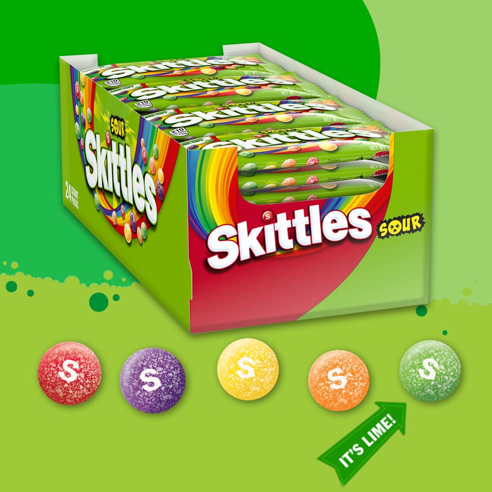 Skittles Sours full-size packs, ready for on-the-go snacking and sharing.