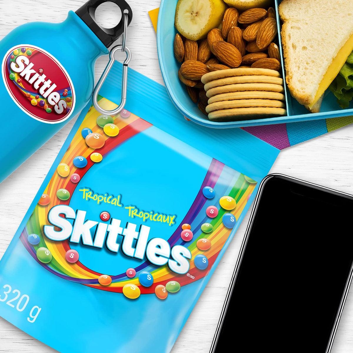 Skittles Tropical close-up of colorful shells highlighting flavor variety