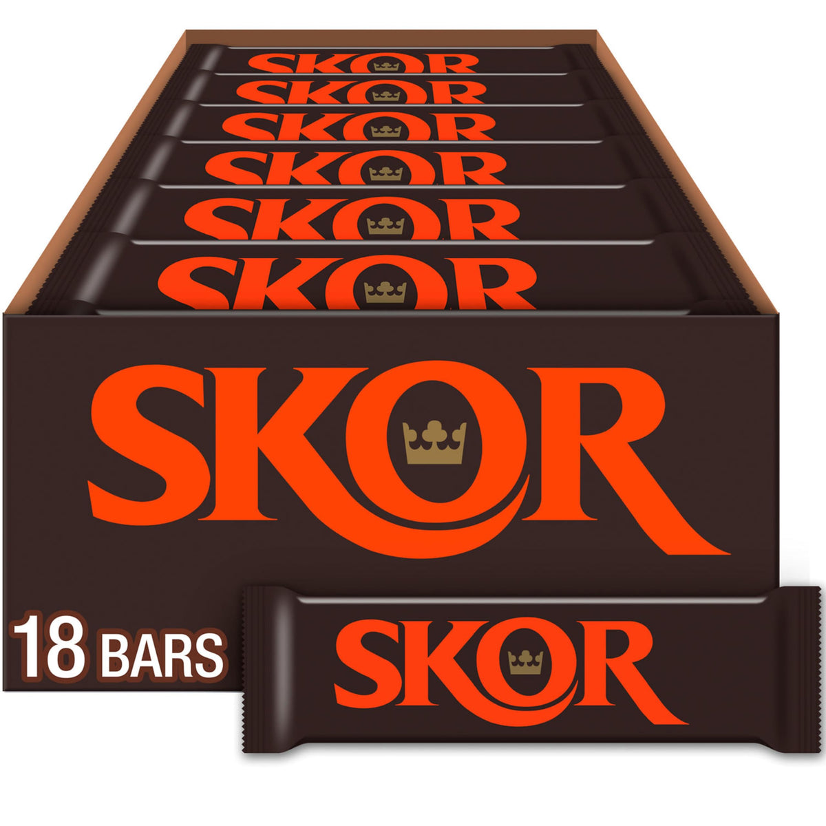 SKOR box of 18 crisp butter toffee and chocolate bars for sharing
