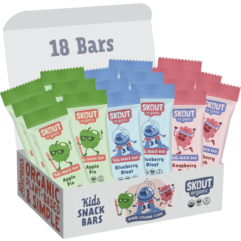 Skout Organic Kids Bars Apple Pie Pack ideal for school lunches with natural ingredients.