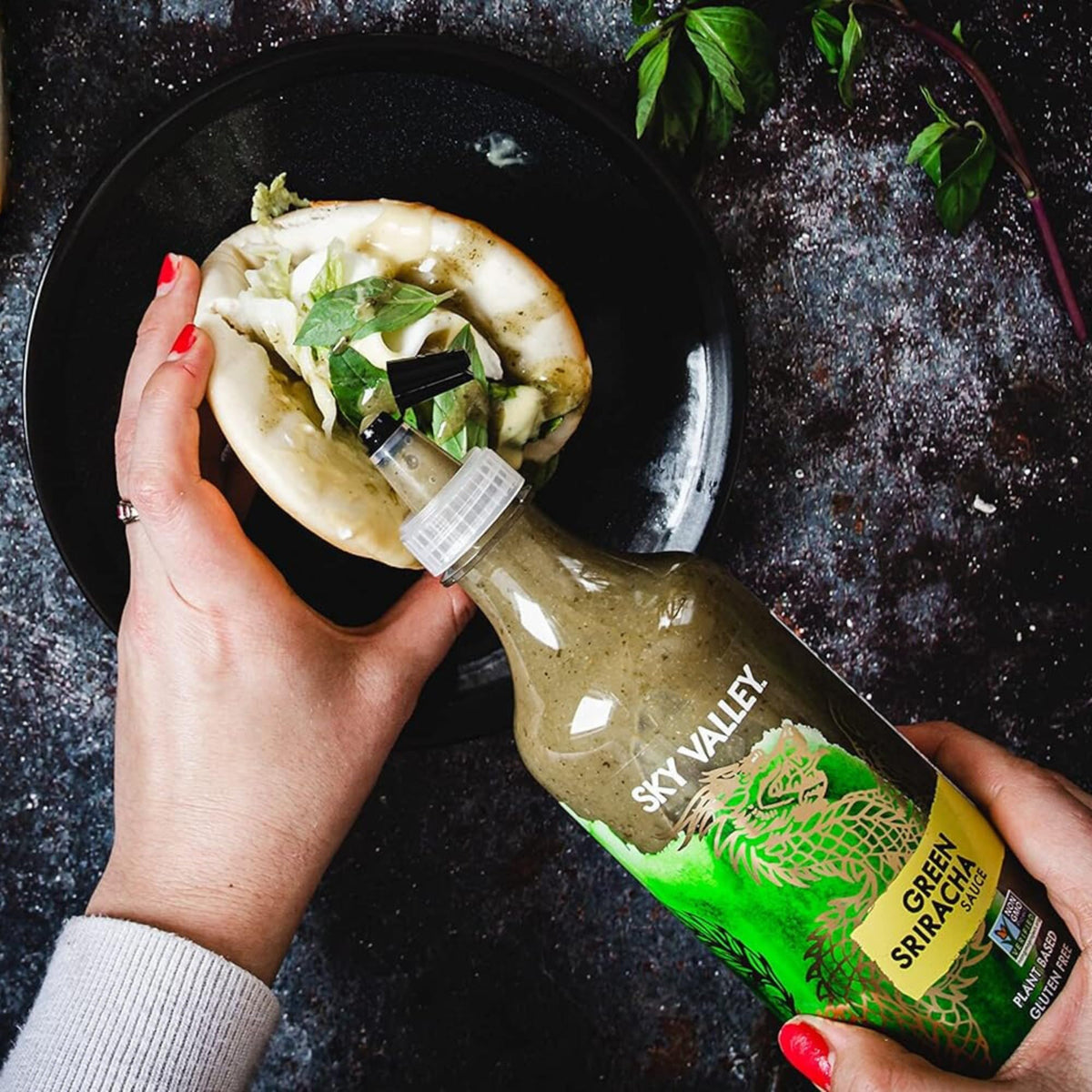 Sky Valley Green Sriracha pairs with nachos for fresh heat.