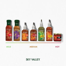 Sky Valley Green Sriracha sauce drizzle over stir-fry for brightness.