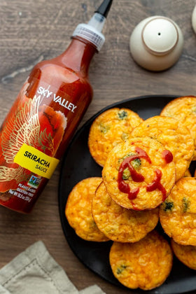 Sky Valley Sriracha travel bottle ready for kitchens on the go.