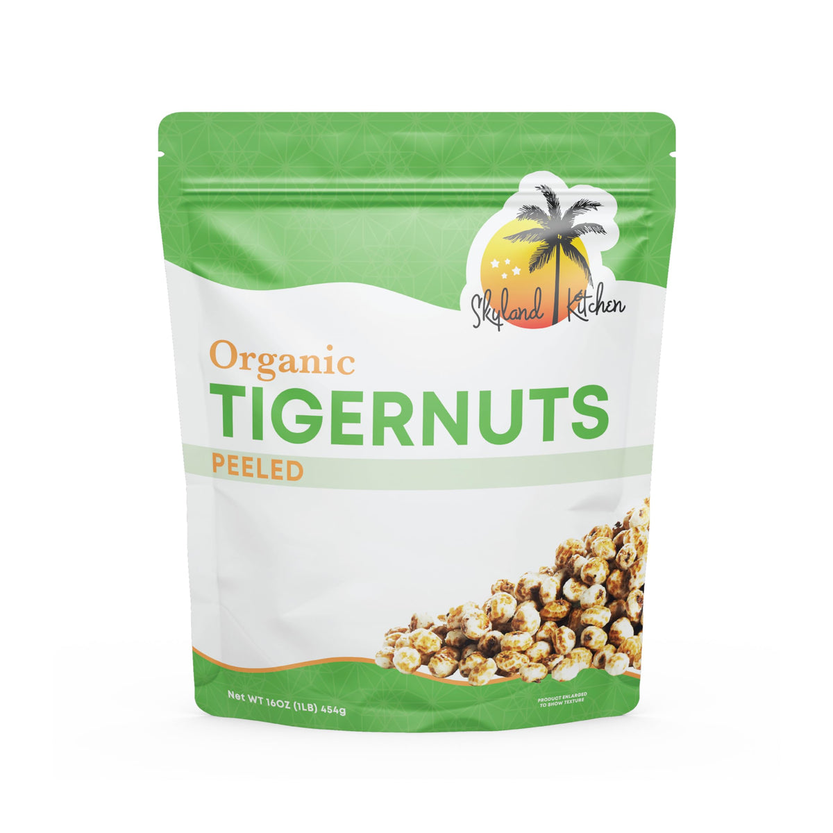 Skyland Kitchen Organic Peeled Tigernuts 16oz bag for a natural gluten-free snack