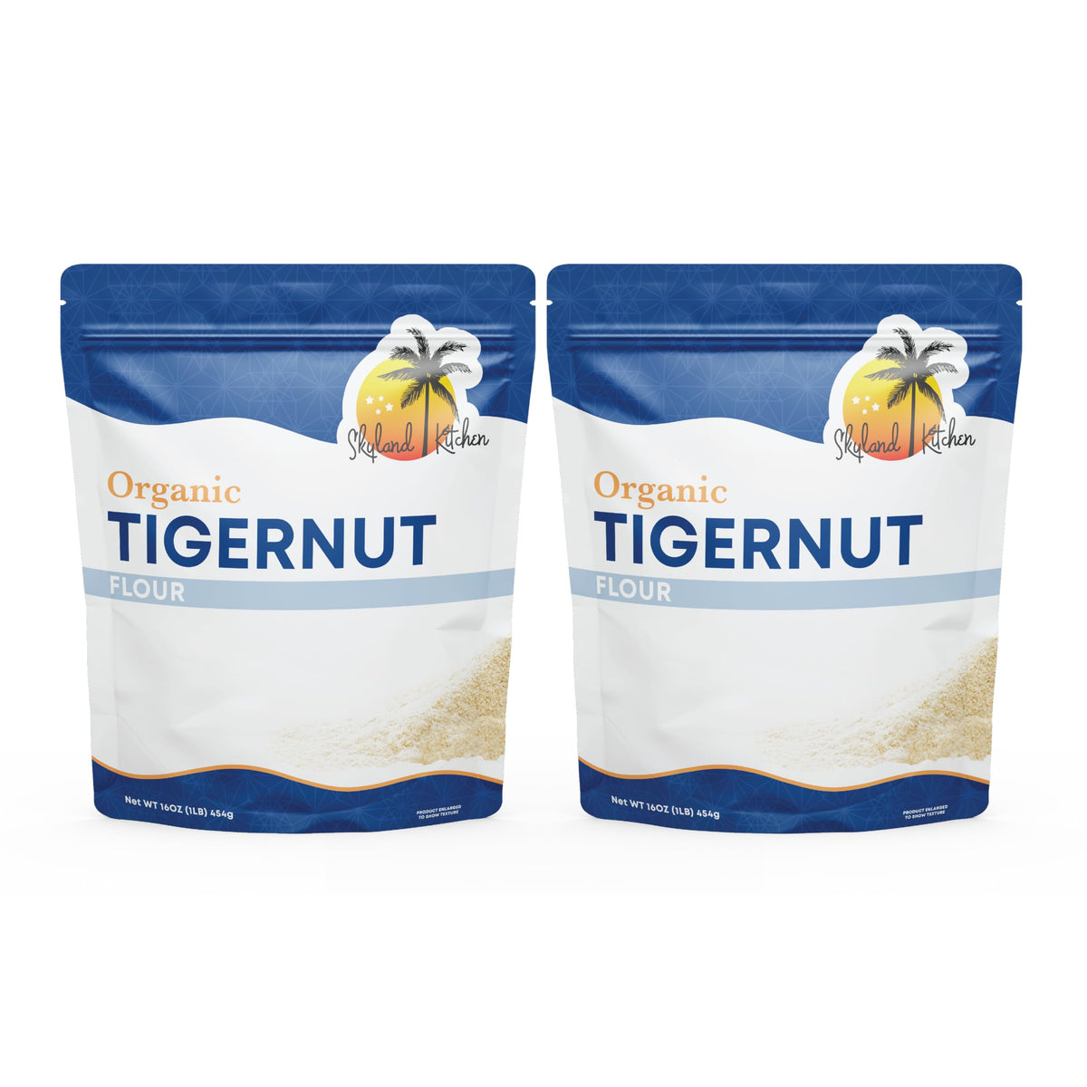 Skyland Kitchen Organic Tigernut Flour bag ready for vegan baking.
