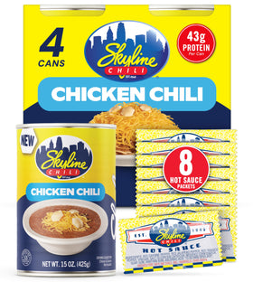 Skyline Chicken Chili bundle with four 15 oz cans for hearty weeknight dinners.