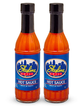 Skyline Chili Hot & Spicy Sauce bottle front with bold Cincinnati flavor for chili