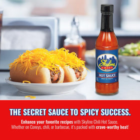 Skyline Chili hot sauce drizzled over eggs for breakfast heat.