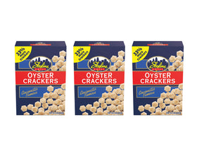 Skyline Chili oyster crackers 3-pack box front, crisp texture for soups and salads