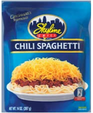 Skyline Chili and Spaghetti served over nachos for a flavorful twist.
