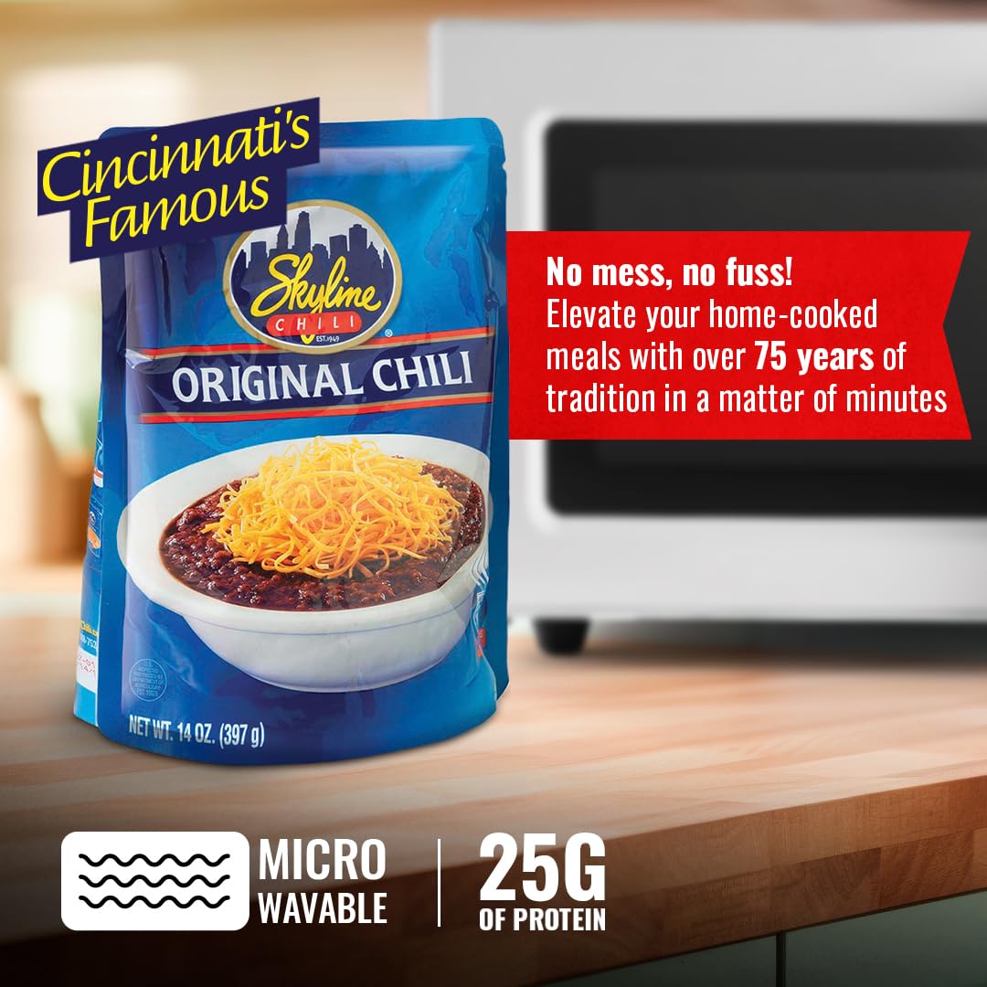 Skyline Original Chili serving bowl with steaming chili