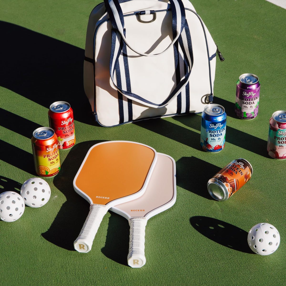SkyPop Protein Soda glass with straw suggests a low-calorie, flavorful treat.