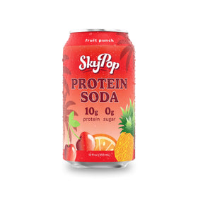 SkyPop Protein Soda fruit punch can delivers a bold flavor plus a protein boost.