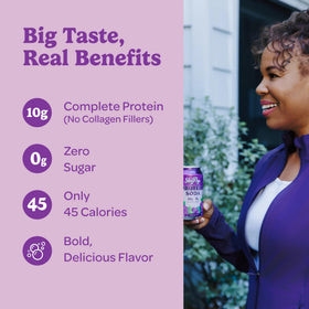 SkyPop grape nutrition panel highlights 10 g protein per serving
