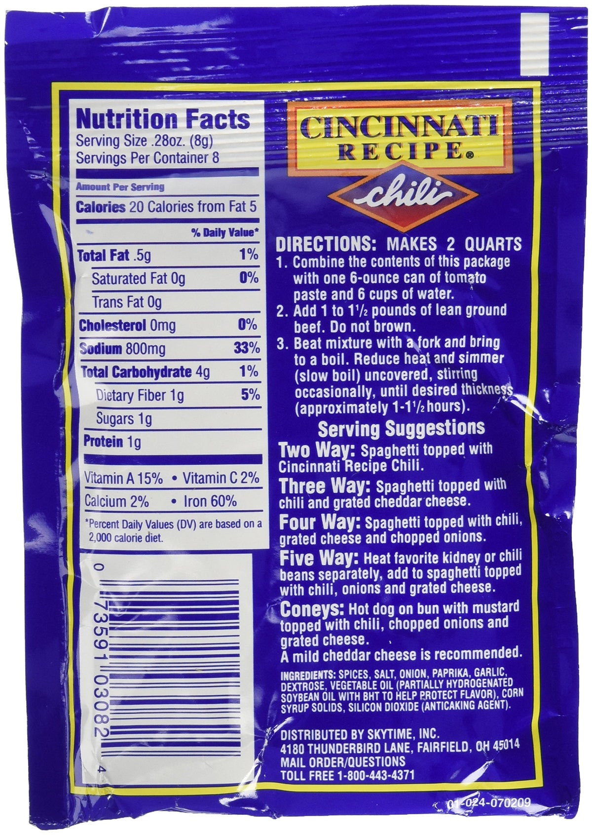 Skytime Cincinnati Chili mix served in a bowl showcasing a hearty, flavorful easy dinner