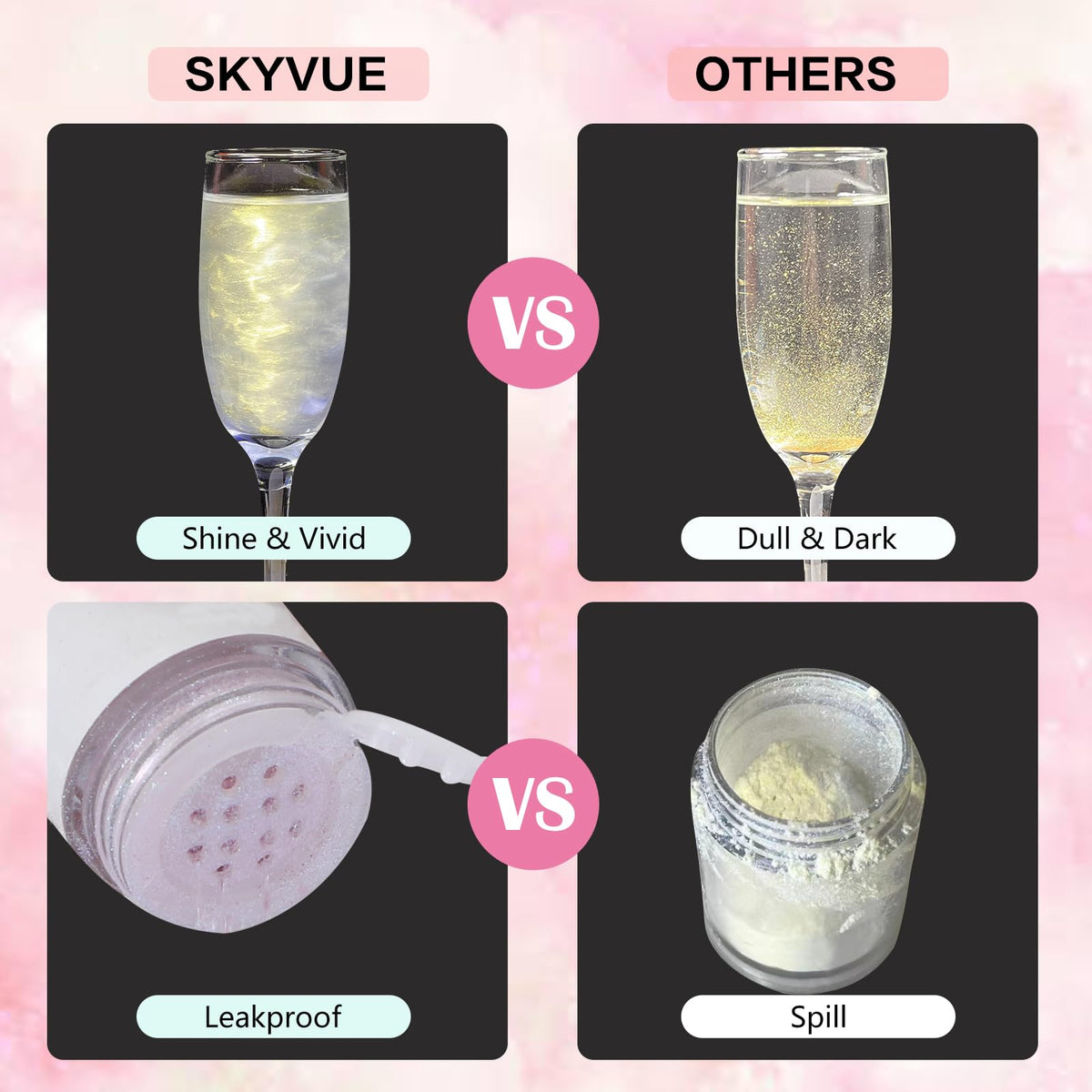 SkyVue red glitter dust offers festive accents on cupcakes and sparkling beverages