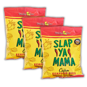Slap Ya Mama Cajun seafood boil seasoning bottle ready for boils, three-pack.