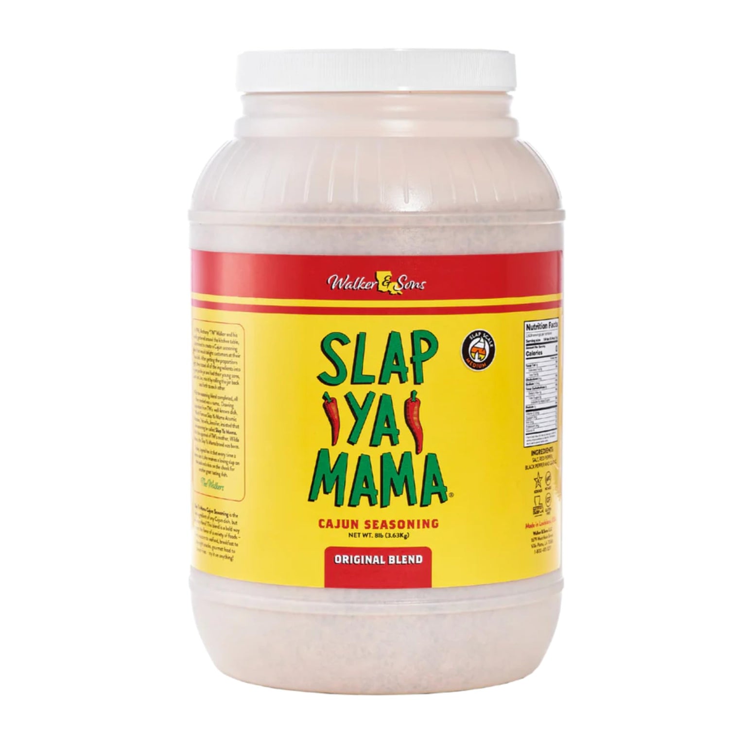 Slap Ya Mama Cajun Seasoning jug with original blend—ideal for bulk restaurant cooking.