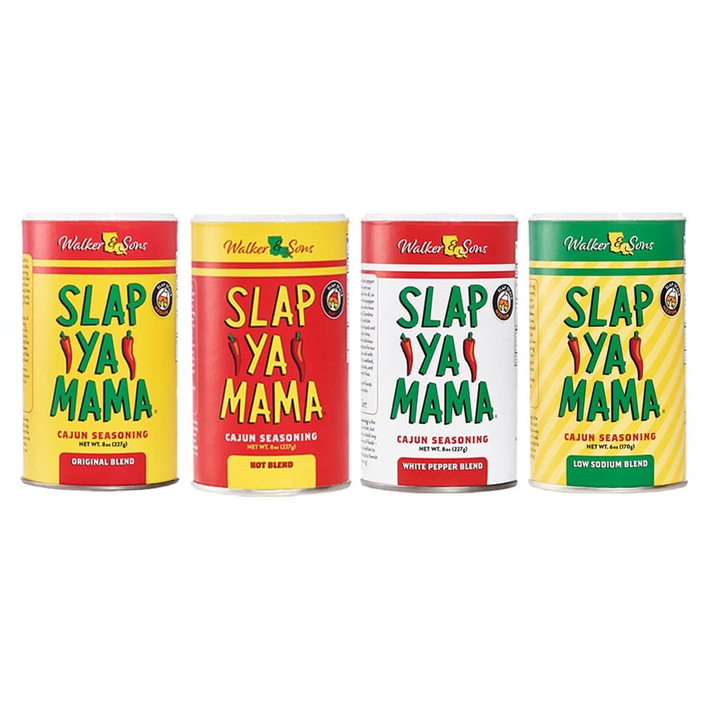 Slap Ya Mama Cajun Variety Pack 8oz can for versatile flavor on meats and seafood
