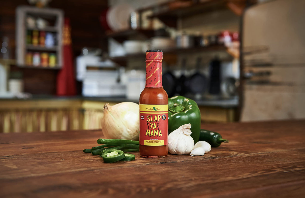 Slap Ya Mama Jalapeno Green bottle adds crisp heat to tacos.