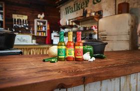 Slap Ya Mama hot sauce kitchen scene suggests everyday Cajun flavor.