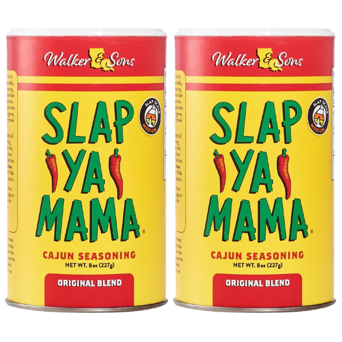 SLAP YA MAMA Original Blend Cajun Seasoning front label showcases authentic Louisiana flavor.
